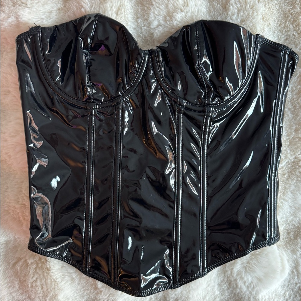Dolls Kill Black Vinyl Corset